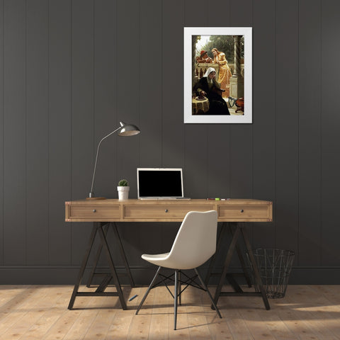 A Stolen Interview White Modern Wood Framed Art Print by Leighton, Edmund Blair