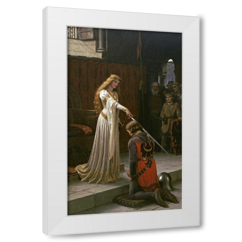 The Accolade White Modern Wood Framed Art Print by Leighton, Edmund Blair
