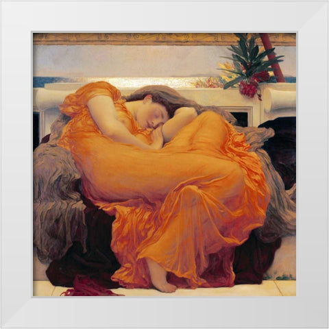 Flaming June White Modern Wood Framed Art Print by Leighton, Lord Frederick
