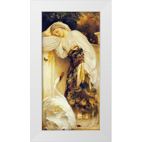 Odalisque White Modern Wood Framed Art Print by Leighton, Lord Frederick