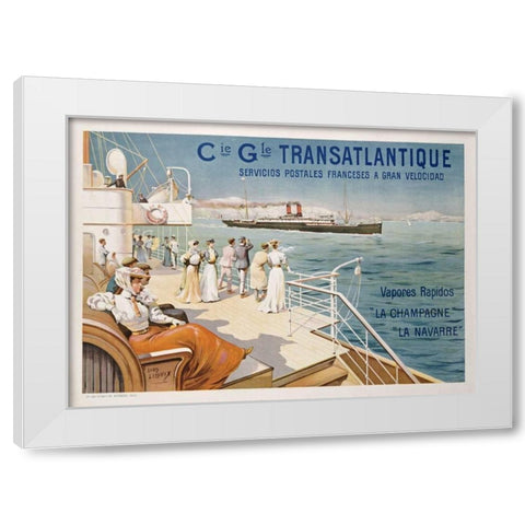 Cie. Gle. Transatlantique White Modern Wood Framed Art Print by Lessieux, Ernest Louis