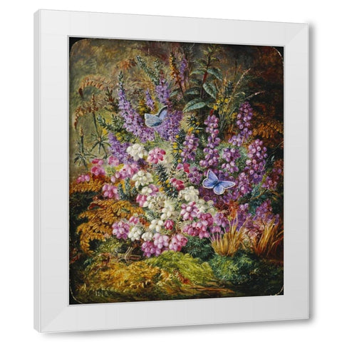 Blue Butterflies and Wildflowers White Modern Wood Framed Art Print by Lucas, Albert Durer
