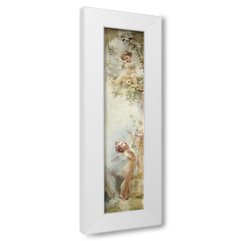 Putti Disporting White Modern Wood Framed Art Print by Makowsky, Constantin
