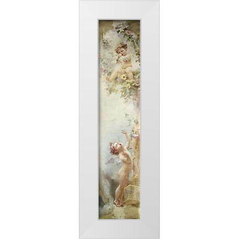 Putti Disporting White Modern Wood Framed Art Print by Makowsky, Constantin