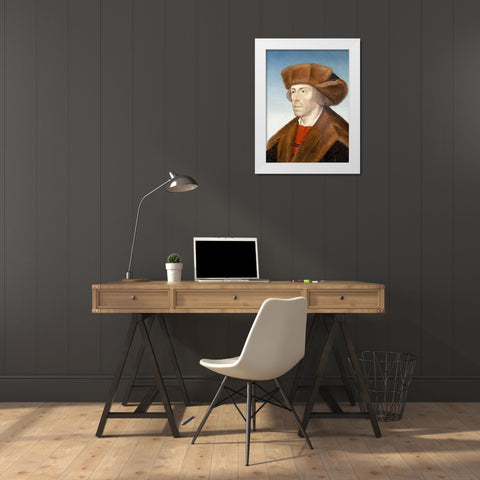 Portrait of a Gentleman White Modern Wood Framed Art Print by Maler, Hans