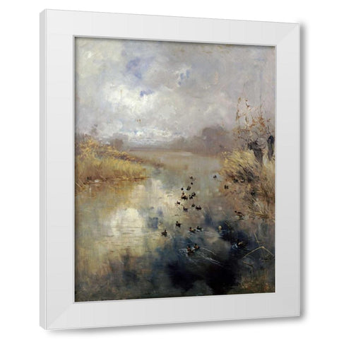 Ducks On a Lake White Modern Wood Framed Art Print by Mariani, Pompeo