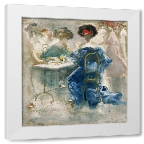 Two Elegant Ladies White Modern Wood Framed Art Print by Mariani, Pompeo