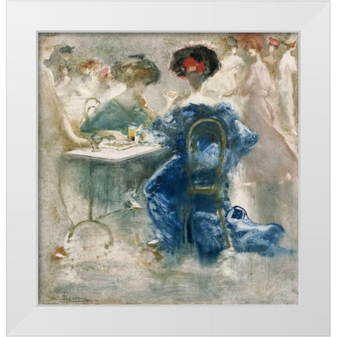 Two Elegant Ladies White Modern Wood Framed Art Print by Mariani, Pompeo