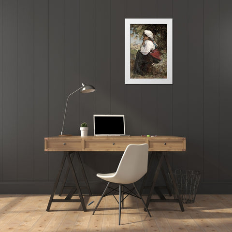 A Roman Girl White Modern Wood Framed Art Print by Maris, Jacob Henricus