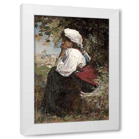 A Roman Girl White Modern Wood Framed Art Print by Maris, Jacob Henricus