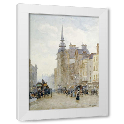 Looking Down Ludgate Hill White Modern Wood Framed Art Print by Marshall, Herbert Menzies