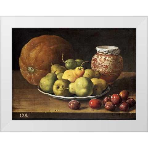 Pears On a Plate White Modern Wood Framed Art Print by Melendez, Luis Egidio
