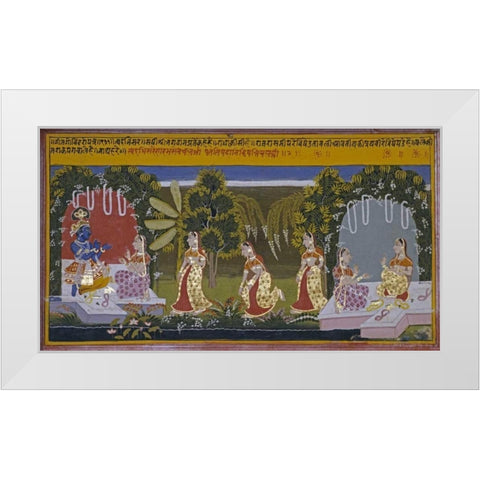 Illustration To The Gita Gorinda White Modern Wood Framed Art Print by Mewar