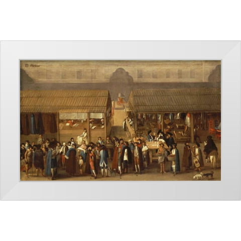 El Parian White Modern Wood Framed Art Print by Mexican School