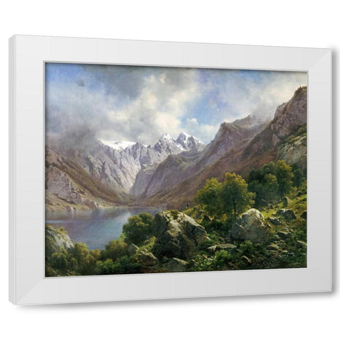 An Alpine Lake White Modern Wood Framed Art Print by Millner, Karl