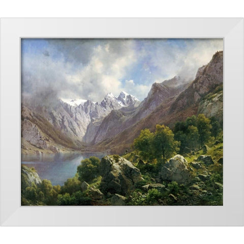 An Alpine Lake White Modern Wood Framed Art Print by Millner, Karl