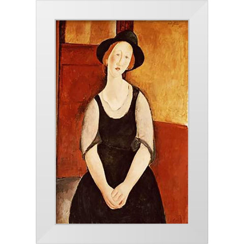 Portrait of Thora Klinckowstrom White Modern Wood Framed Art Print by Modigliani, Amedeo
