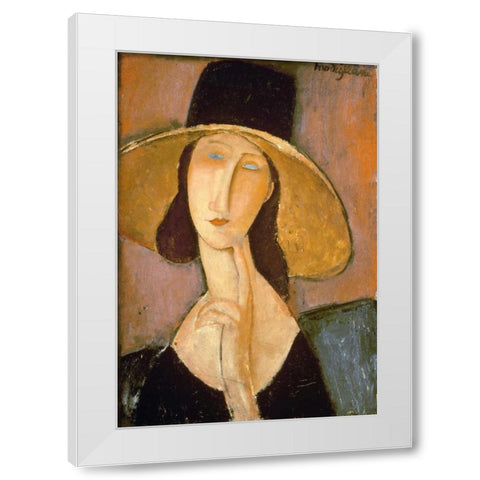 Head of a Woman White Modern Wood Framed Art Print by Modigliani, Amedeo