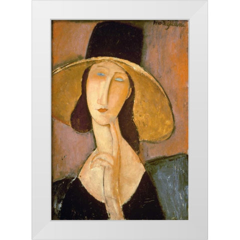 Head of a Woman White Modern Wood Framed Art Print by Modigliani, Amedeo