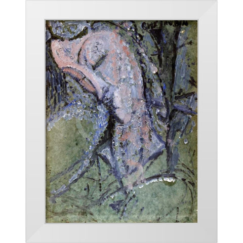 Cherubin White Modern Wood Framed Art Print by Modigliani, Amedeo