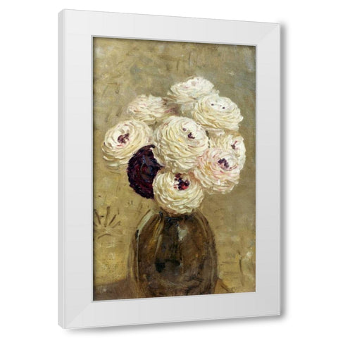 A Vase of Dahlias White Modern Wood Framed Art Print by Moore, Albert Joseph