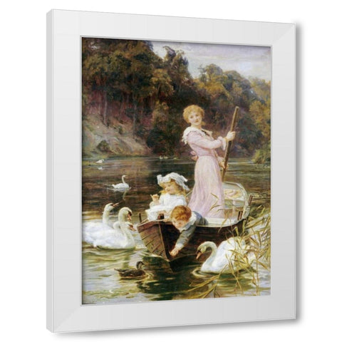 A Day On The River White Modern Wood Framed Art Print by Morgan, Frederick