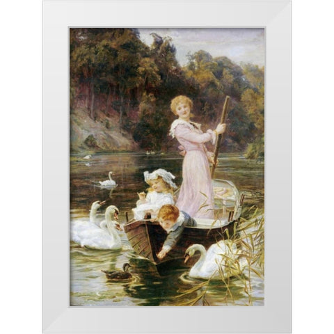 A Day On The River White Modern Wood Framed Art Print by Morgan, Frederick