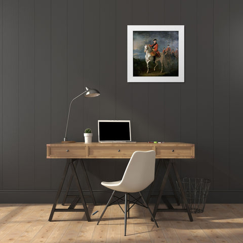An Equestrian Portrait of King George III White Modern Wood Framed Art Print by Morier, David
