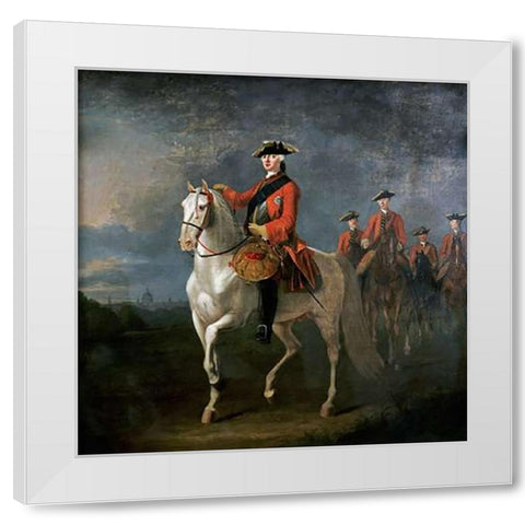 An Equestrian Portrait of King George III White Modern Wood Framed Art Print by Morier, David