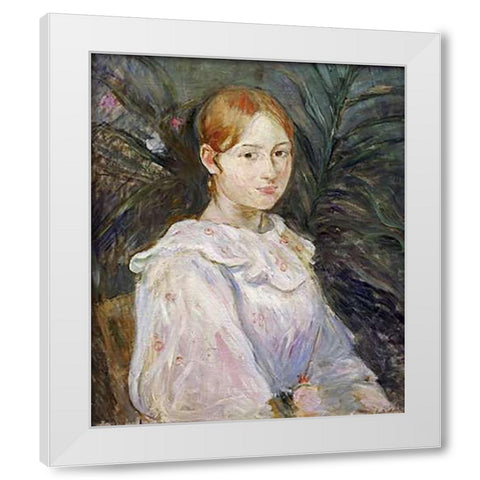 Alice Gamby En Buste White Modern Wood Framed Art Print by Morisot, Berthe