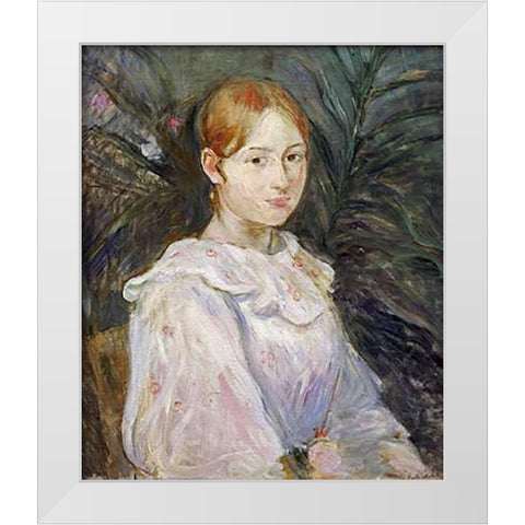 Alice Gamby En Buste White Modern Wood Framed Art Print by Morisot, Berthe