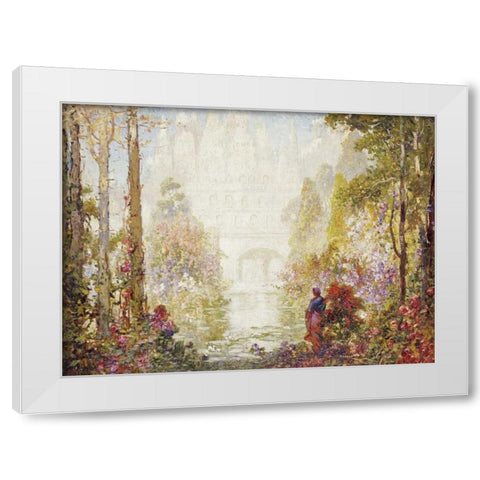 Sitas Garden II White Modern Wood Framed Art Print by Mostyn, Tom