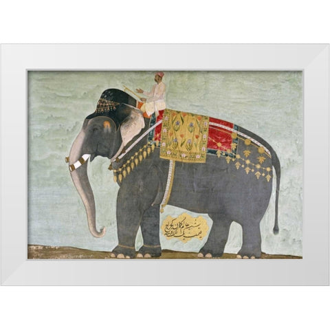 Portrait of The Elephant Alam-Guman Gajraj White Modern Wood Framed Art Print by Mughal