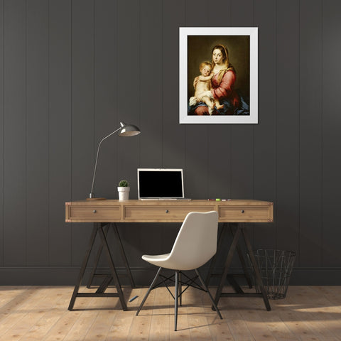 The Virgin and Child White Modern Wood Framed Art Print by Murillo, Bartolome Esteban