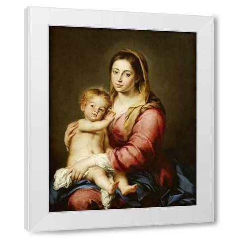 The Virgin and Child White Modern Wood Framed Art Print by Murillo, Bartolome Esteban