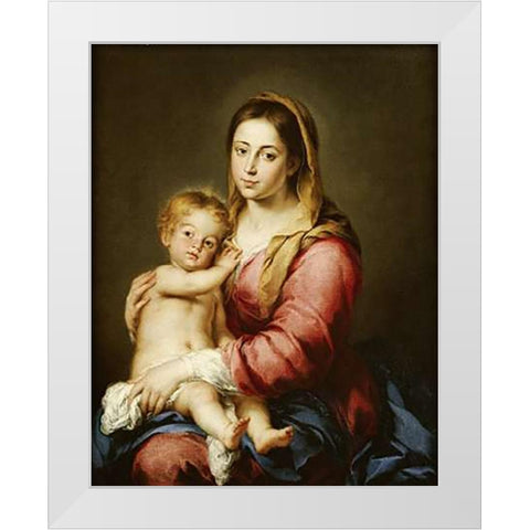 The Virgin and Child White Modern Wood Framed Art Print by Murillo, Bartolome Esteban