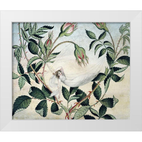 A Fairy Resting In a Hammock White Modern Wood Framed Art Print by Murray, Amelia Jane