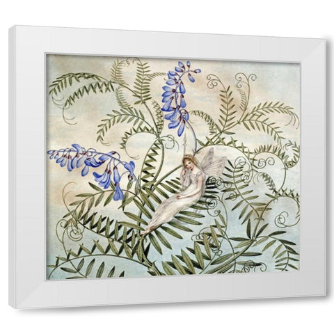A Fairy Resting Among Flowers White Modern Wood Framed Art Print by Murray, Amelia Jane