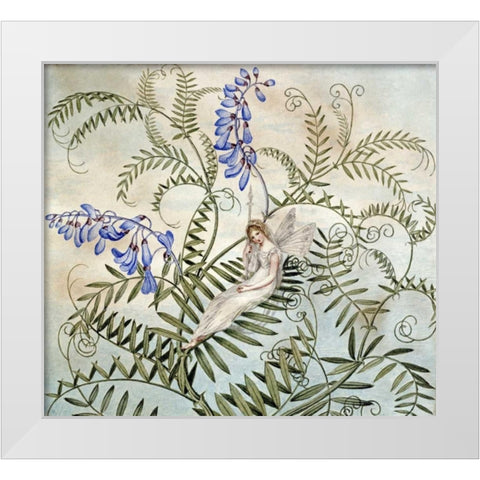 A Fairy Resting Among Flowers White Modern Wood Framed Art Print by Murray, Amelia Jane