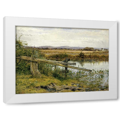 The Riverside White Modern Wood Framed Art Print by Newton, John Edward