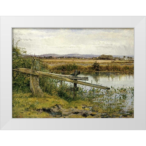 The Riverside White Modern Wood Framed Art Print by Newton, John Edward