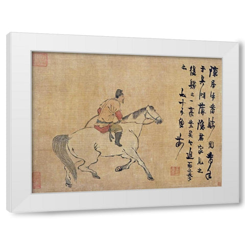 A Tartar Horseman White Modern Wood Framed Art Print by Nong, Jin