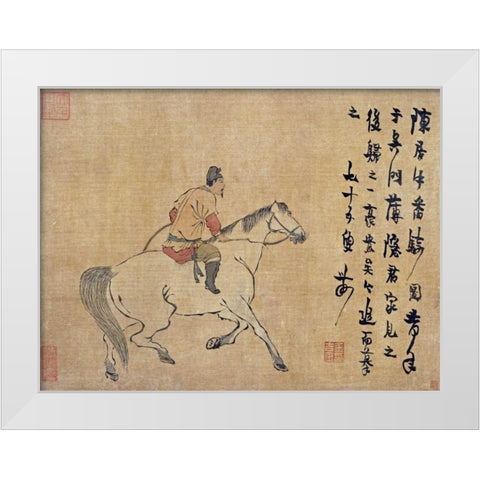 A Tartar Horseman White Modern Wood Framed Art Print by Nong, Jin