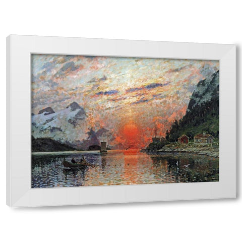 A Fjord White Modern Wood Framed Art Print by Normann, Adelsteen