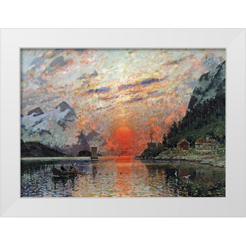 A Fjord White Modern Wood Framed Art Print by Normann, Adelsteen