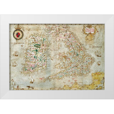 A General Description of England and Ireland White Modern Wood Framed Art Print by Nowell, Laurence