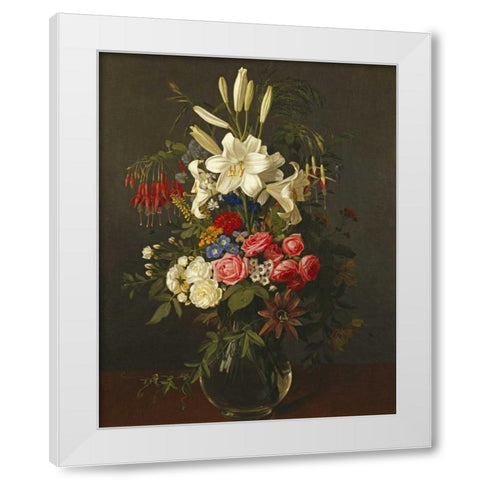 Lilies, Roses, Passion Flowers White Modern Wood Framed Art Print by Ottesen, Otto Diderich