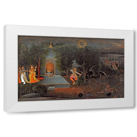 Illustration To The Ramayana White Modern Wood Framed Art Print by Oudh, Mir Kalan