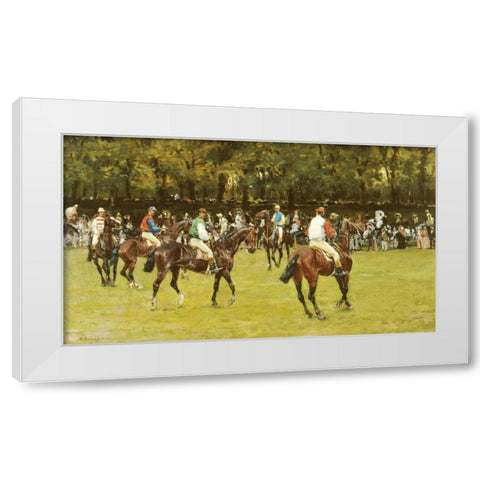 In The Paddock White Modern Wood Framed Art Print by Panerai, Ruggero