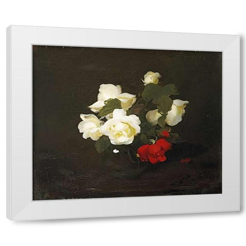 Yellow and Red Roses White Modern Wood Framed Art Print by Park, James Stuart